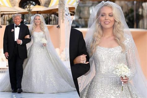 tiffany trump dazzles in a sparkling beaded elie saab wedding dress as she marries michael