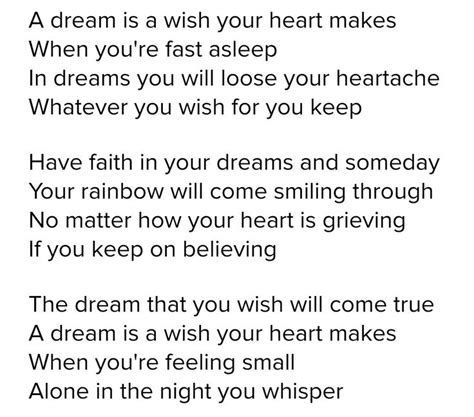 A Dream Is A Wish Your Heart Makes Lyrics From Cinderella Lullaby