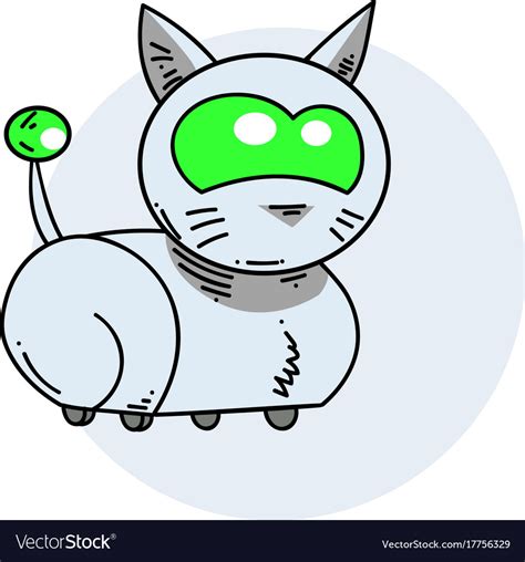 Robot cat hand drawn image Royalty Free Vector Image