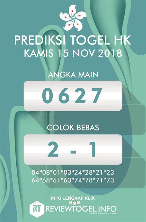 Prediksi Togel Hk Kamis 15 Nov 2018