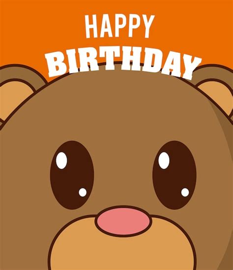Premium Vector Bear Happy Birthday Cute Card