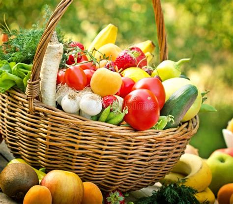 Basket With Fruits And Vegetables Close Up Stock Image Image Of Heap