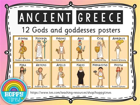 Ancient Greece Gods And Goddesses Posters By Hoppytimes Teaching
