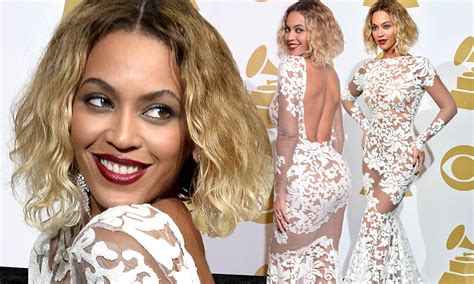 Beyonce Shows Off Figure In White Lace Dress With Jay Z In Grammys