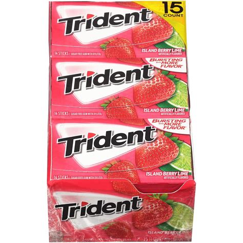 Trident Island Berry Lime Sugar Free Gum 14 Pieces 15 Pk