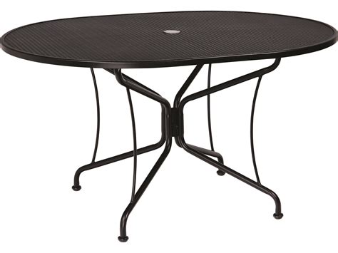 Woodard Wrought Iron Mesh 54w X 42d Oval 8 Spoke Dining Table With
