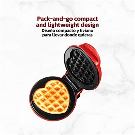 Holstein Housewares Personal Non Stick Heart Waffle Maker Red 4 Inch