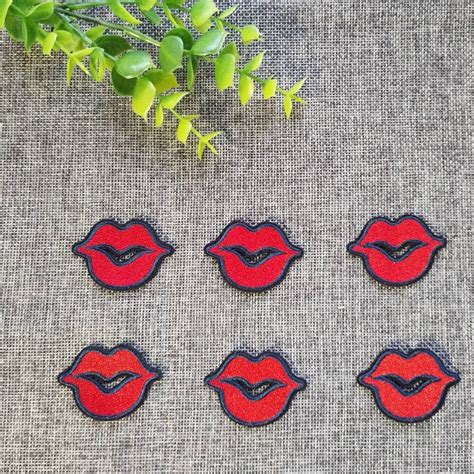 6pcslot Lip Pattern Applique Embroidered Iron On Fabric Patches For