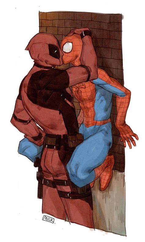 Rule 34 Deadpool Gay Hand On Head Kissing Male Male Only Marvel