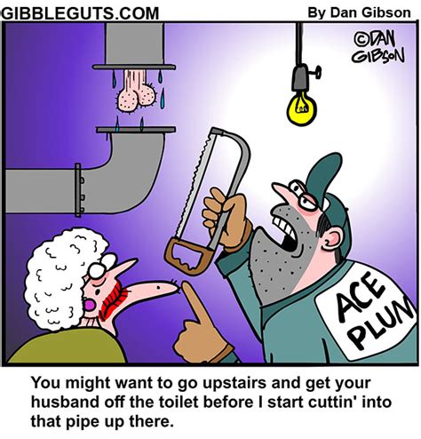 Plumber Cartoon Fixing The Toilet Pipe Cartoon From Gibbleguts