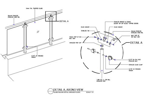 Balcony Glass Railing Detail Dwg Railing Design Reference