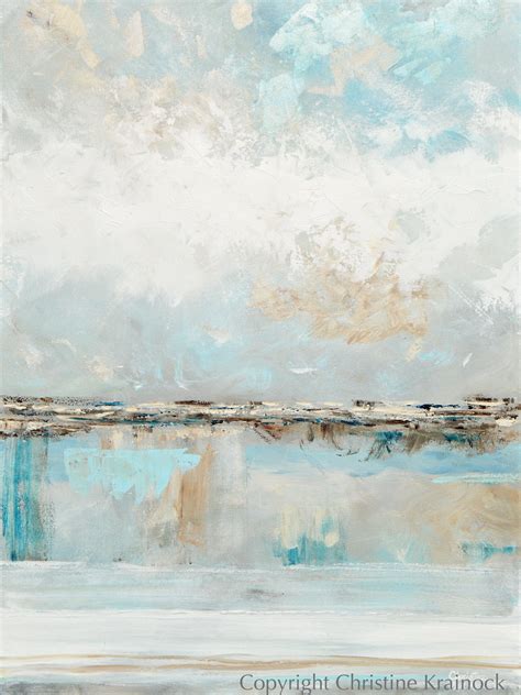 Original Art Abstract Painting Blue White Coastal
