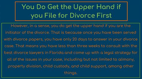 Does It Matter Which Spouse Files For Divorce First Youtube