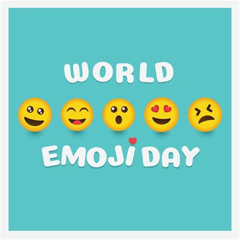 World Emoji Day Greeting Card And Background Template Hand Drawn Flat
