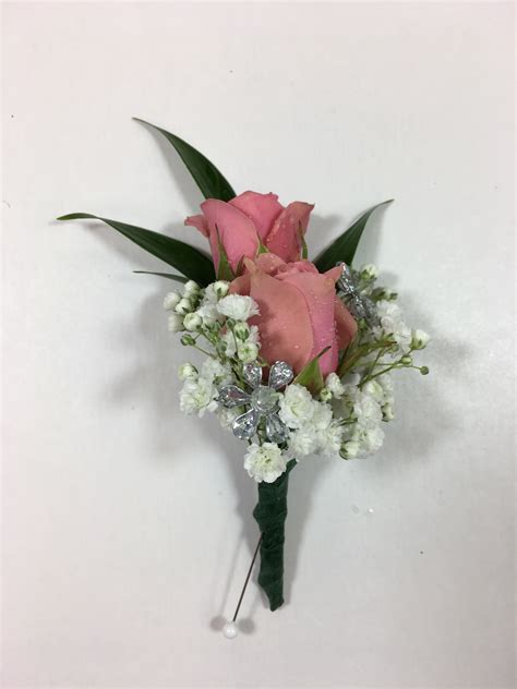 B4 Pink Spray Rose Boutonniere With Jewels In Bensalem Pa Flower