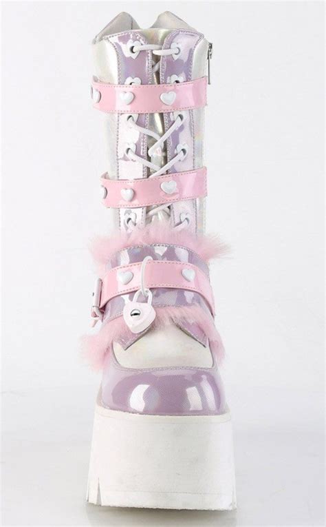 Ashes 120 Baby Pink And Lavender Holo Platform Boots Au Stock
