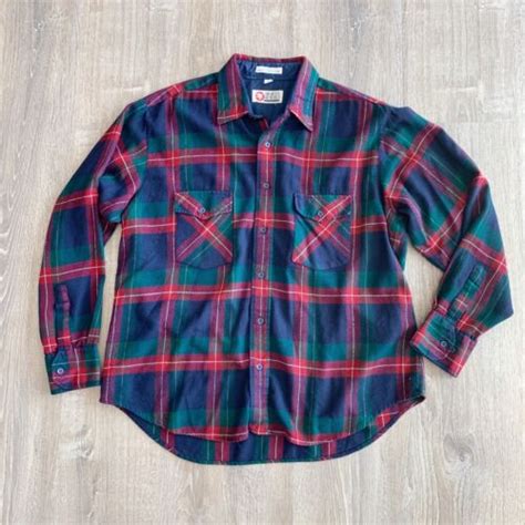 Vintage Sports Afield Flannel Long Sleeve Plaid Button Up Shirt Mens