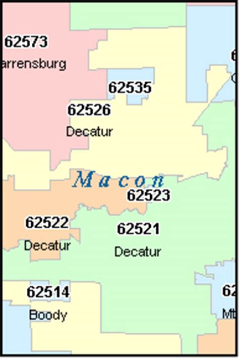 It has a land area of 55,584 square miles. MACON County, Illinois Digital ZIP Code Map
