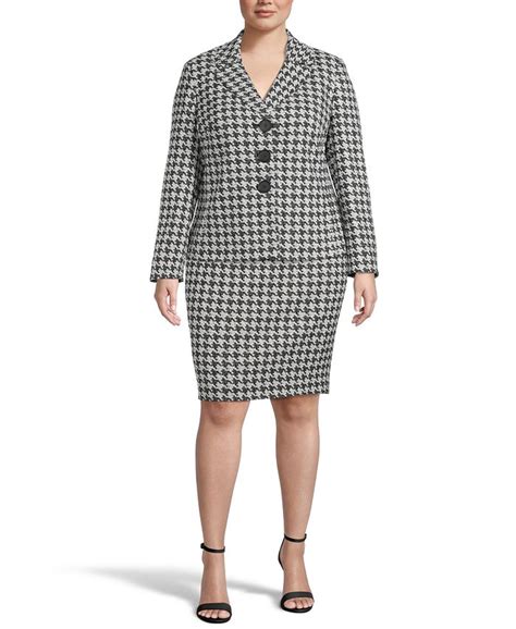 Kasper Plus Size Houndstooth Jacket And Pencil Skirt And Reviews Wear To