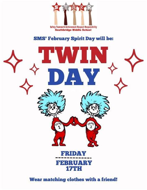 February Spirit Day Twins Day Southbridge Public Schools