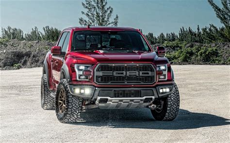 Download Wallpapers Ford F 150 Raptor 2020 Front View Exterior Red