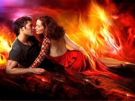 Romantic Couple Handsome Couple Hot Love Fire Flame Boy And Girl In Red