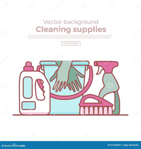 Household Cleaning Supplies Stock Vector Illustration Of Clean Brush