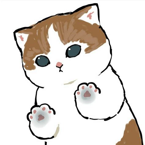 A Drawing Of A Cat With Blue Eyes And Paw Prints On Its Chest
