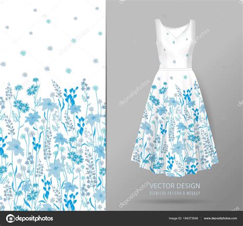 Choose from 310+ clothing pattern graphic resources and download in the form of png, eps, ai or psd. Hand drawn Floral pattern on dress mockup. Seamless vector ...
