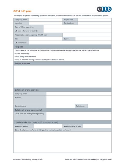 Basic Lift Plan Template Fill Online Printable Fillable Blank