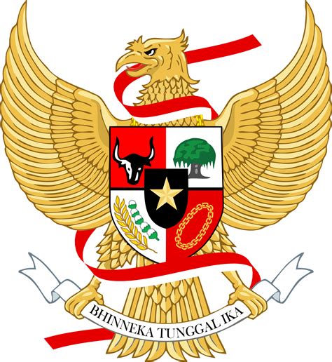 Pancasila Indonésia Estado Símbolo Com Indonésia Bandeira Fita