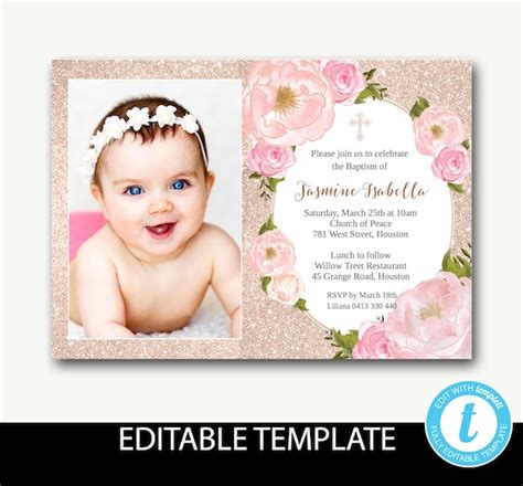 Free Editable Baptism Invitation Template