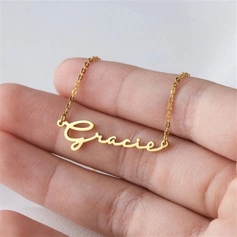 Cursive Font Necklace Cursive Handwriting Name Necklace Etsy