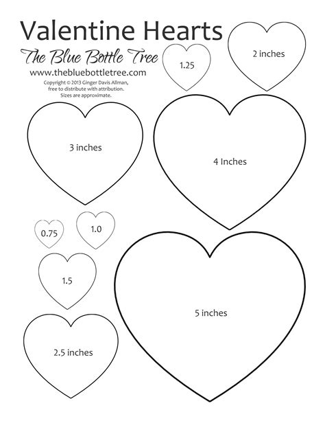 Printable Heart Templates Different Sizes