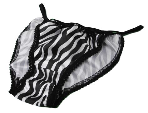 Buy Shiny SATIN String Bikini MINI TANGA Panties ZEBRA PRINT With Black