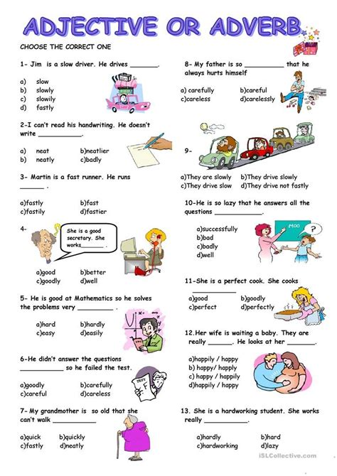 Adjective And Adverb Worksheets