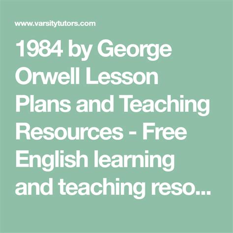 1984 By George Orwell Lesson Plans And Teaching Resources Free