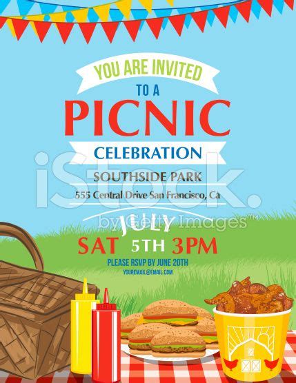 Summer Picnic And Bbq Invitation Flyer Or Template Text Is On Its