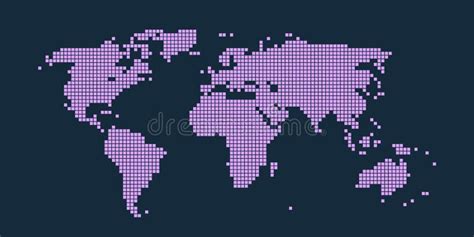 Carte Du Monde Abstrait De Pixel Style Simili Illustration De Vecteur