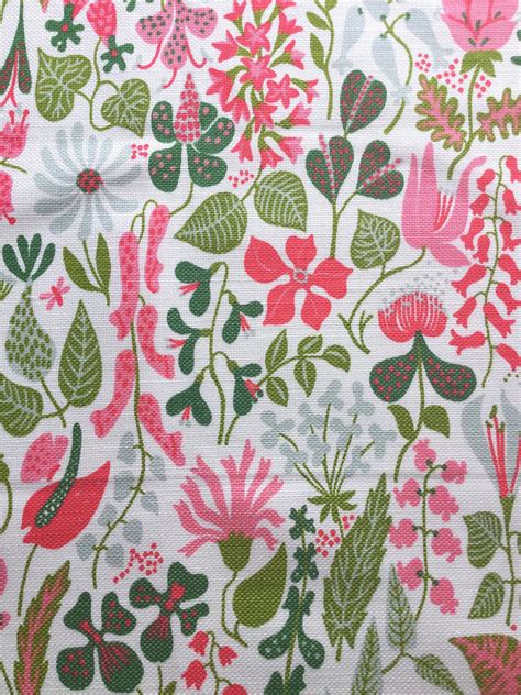 Swedish 50s Vintage Fabric Floral Print Stig Lindberg Etsy Sweden