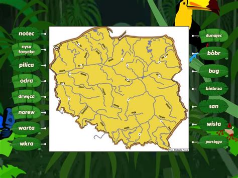 Mapa Polski Rzeki Podpisz Rysunek Z Opisami