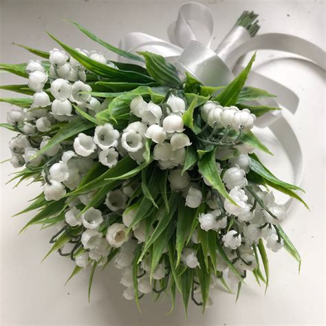 Wedding Bouquet Of Pure White Artificial Lily Of The Valley Flowers
