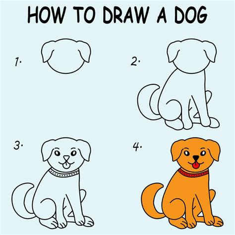 Step By Step To Draw A Dog Drawing Tutorial A Dog Drawing Lesson For
