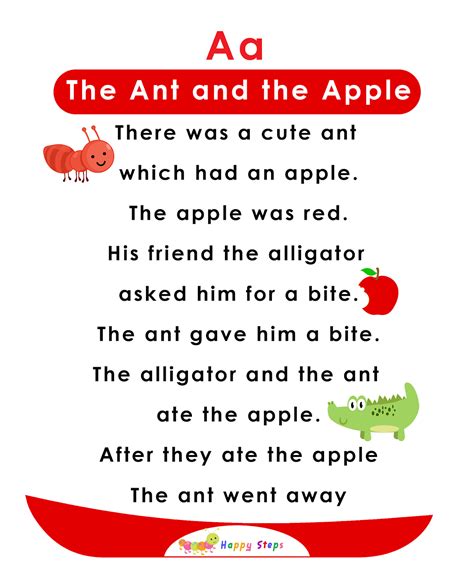 The Ant And The Apple Alphabet Stories For Kids Letter A Letters