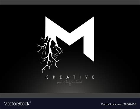 Letter M Design Logo With Creative Tree Branch Vector Image