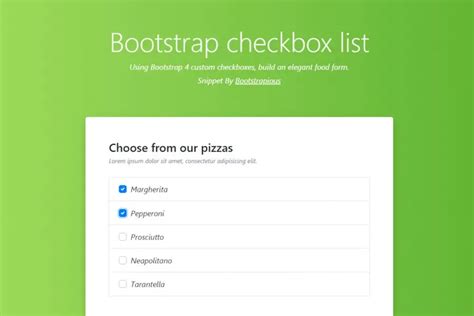 Bootstrap Checkbox List Html Css Snippet