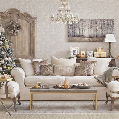 Gold Christmas Living Room Decorating Ideal Home