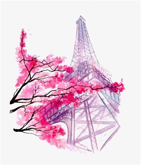 Image Result For Eiffel Tower With Cherry Blossoms Watercolor