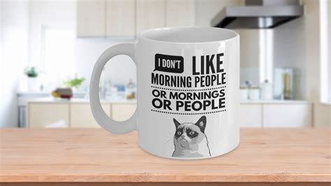 funny grumpy cat mug i don t like morning people or mornings or people