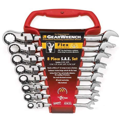 Gearwrench Sae Flex Ratcheting Wrench Set 8 Per Pack 9701 The Home
